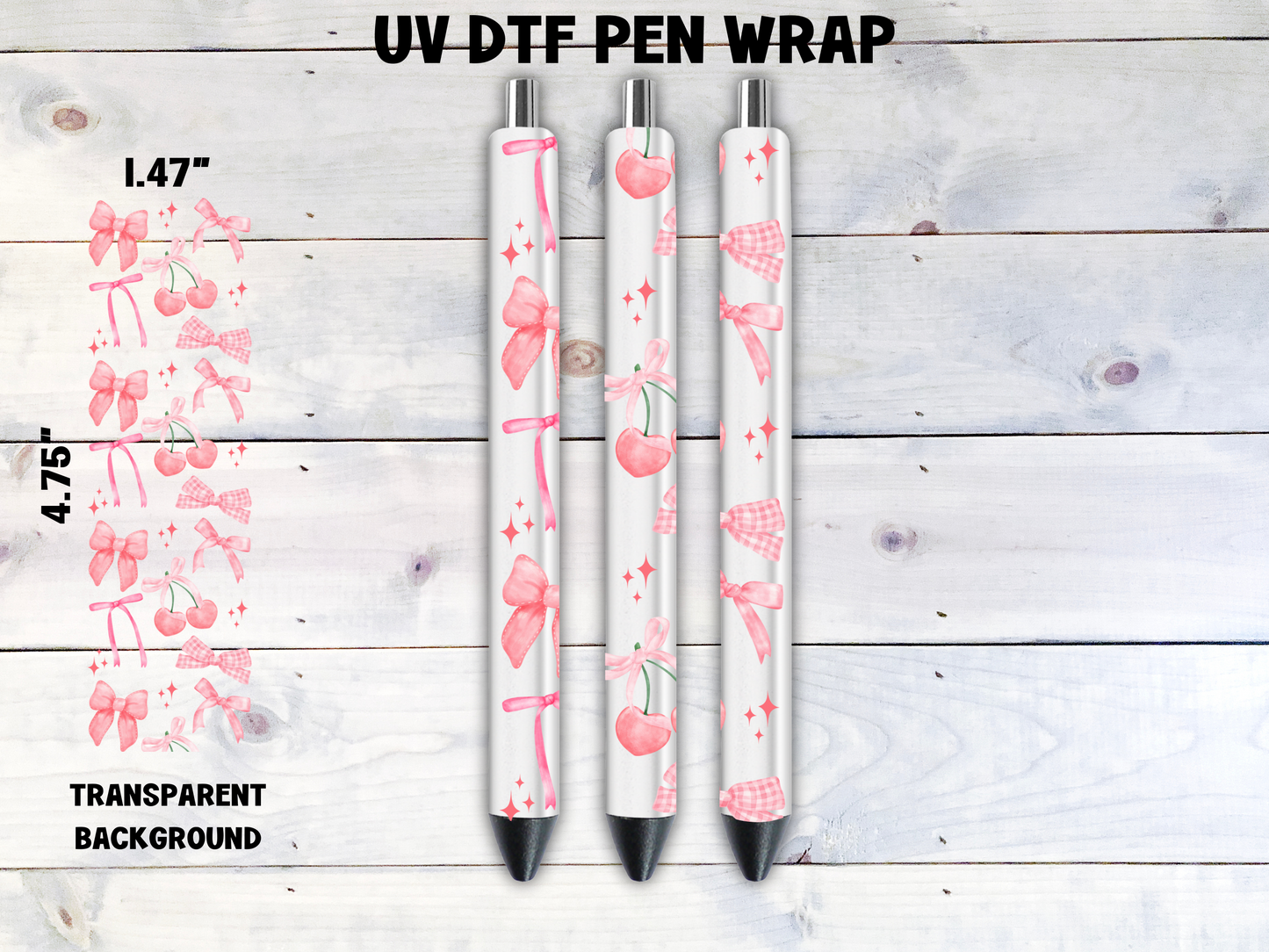 Bows & Cherries UV DTF Pen Wrap Transfer