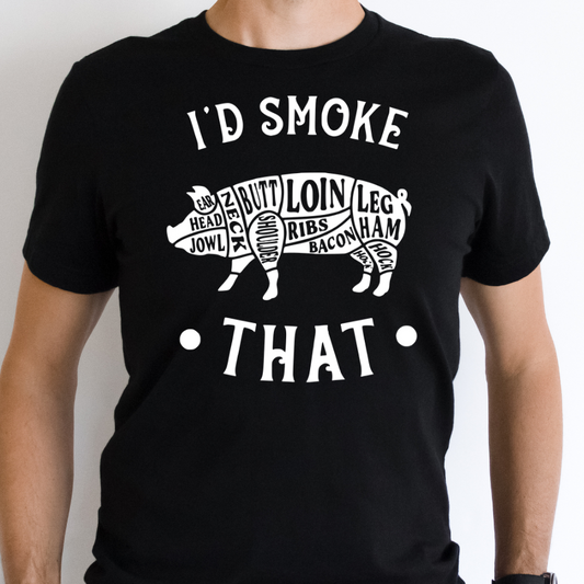 I'd Smoke That Pig Diagram Full Color DTF Transfer