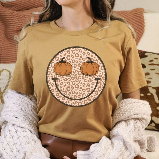 Leopard Pumpkin Smiley Face Full Color DTF Transfers