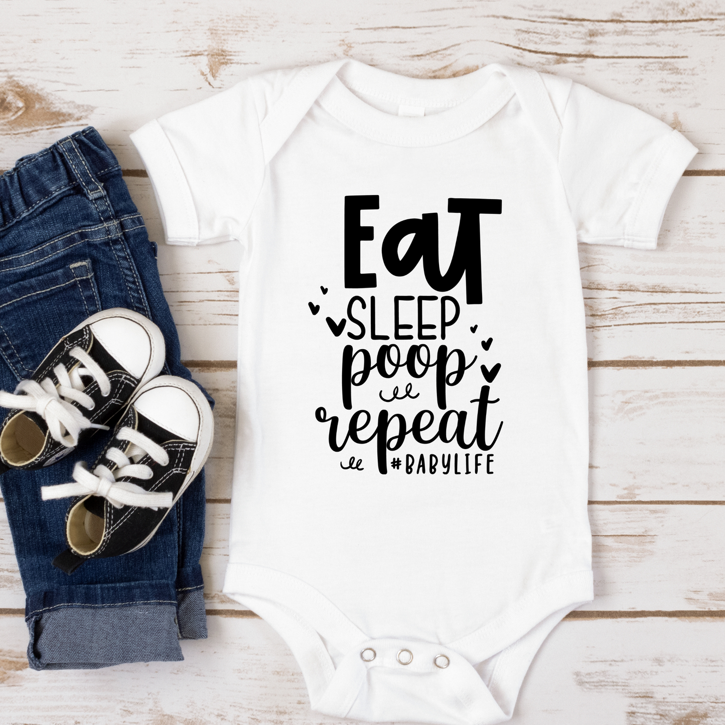 Eat Sleep Poop Repeat #babylife Full Color DTF Transfer