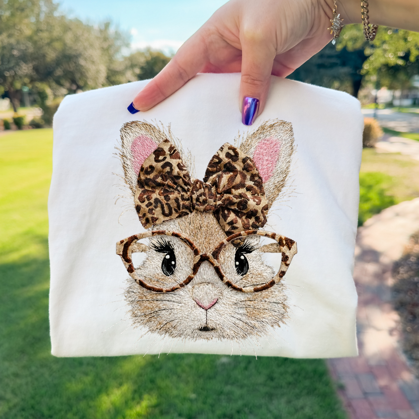 Leopard Bow Bunny Rabbit Full Color DTF Transfer