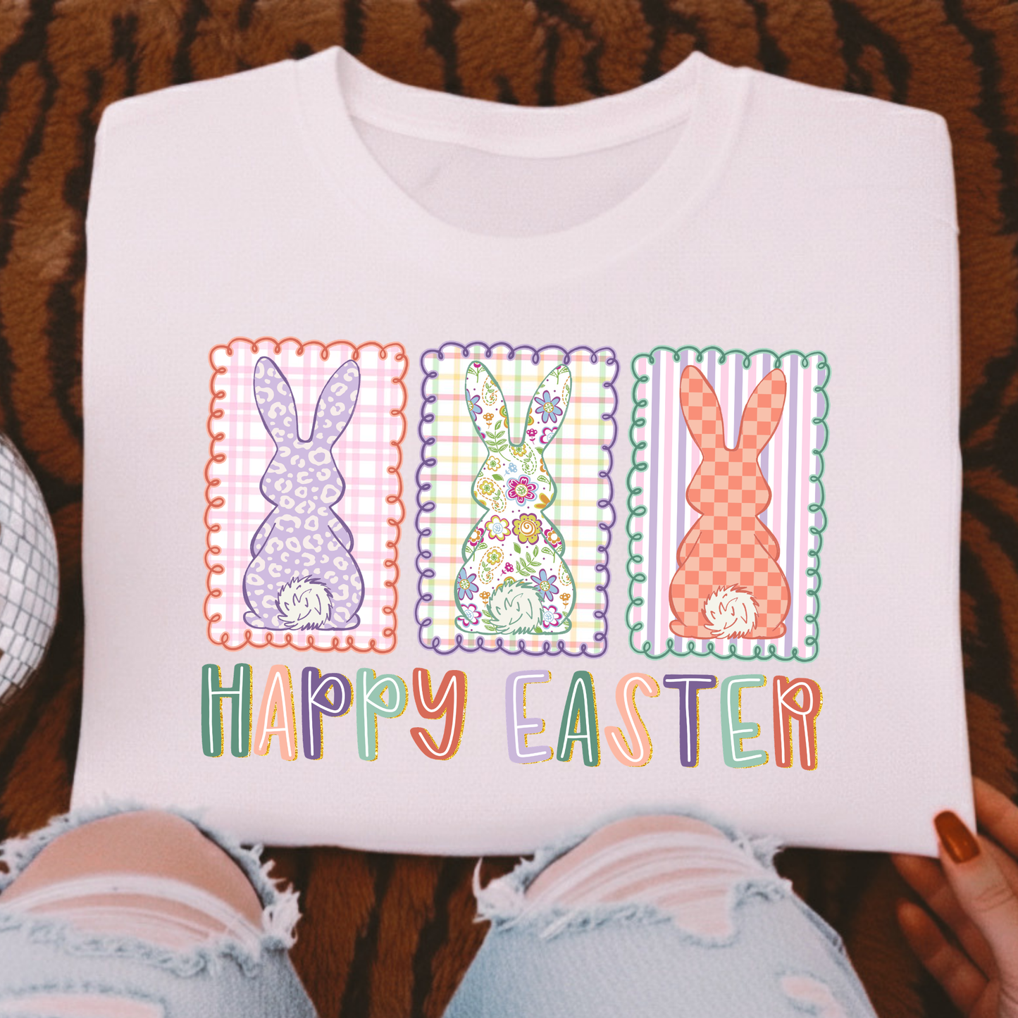 Happy Easter (3 Bunnies) Full Color DTF Transfer
