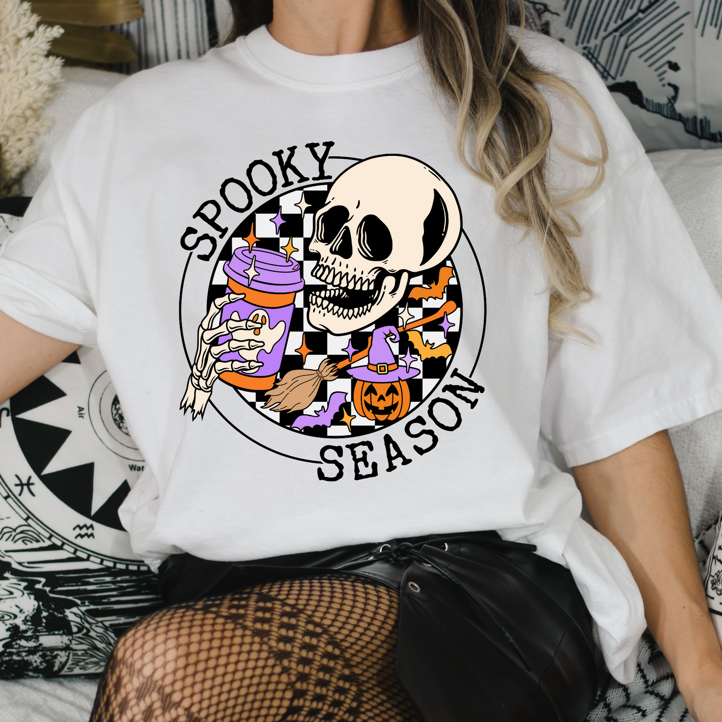 Spooky Season Skull Full Color DTF Transfer