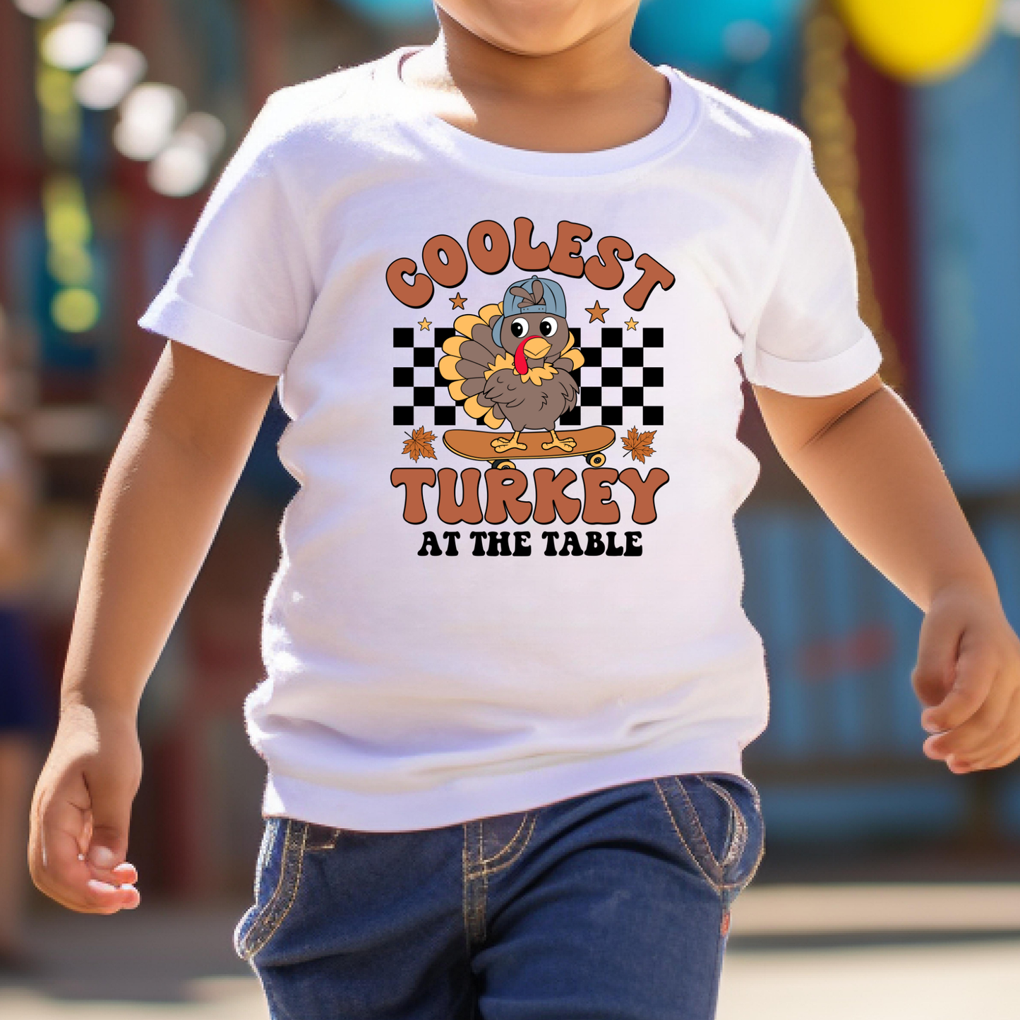 Coolest Turkey At The Table (Boy/Girl Options) Full Color DTF Transfer