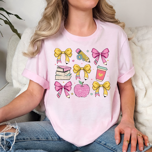Pencil Bow Grid Full Color DTF Transfer