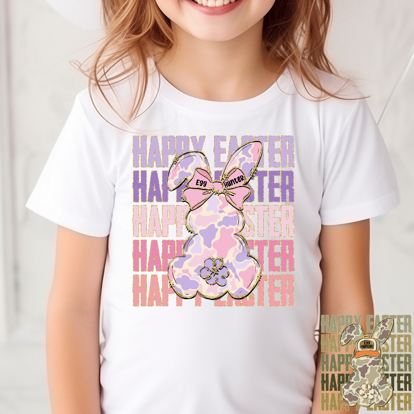 Happy Easter Camo Bunny (Boy/Girl Option) Full Color DTF Transfer