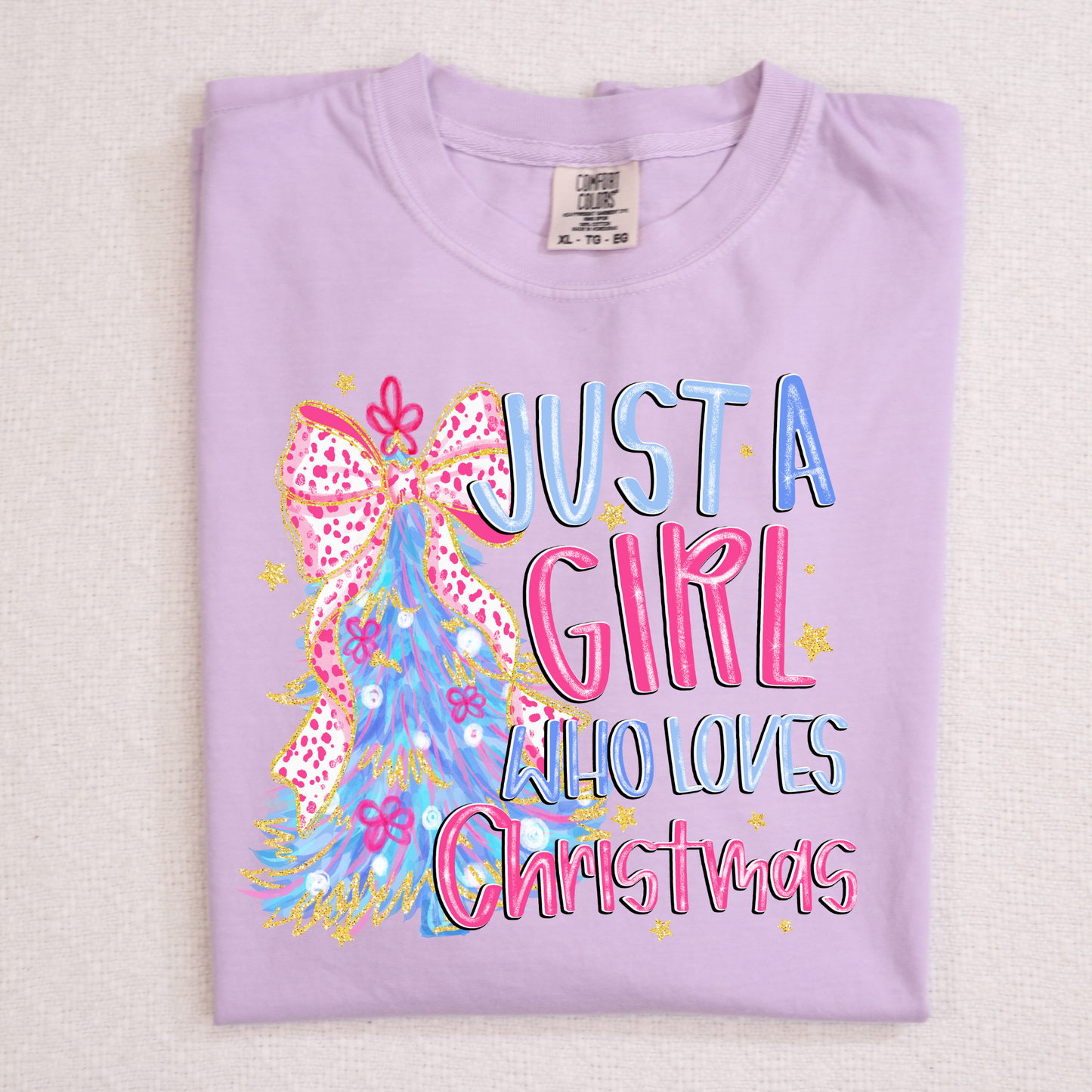 Just A Girl Who Loves Christmas Full Color DTF Transfer