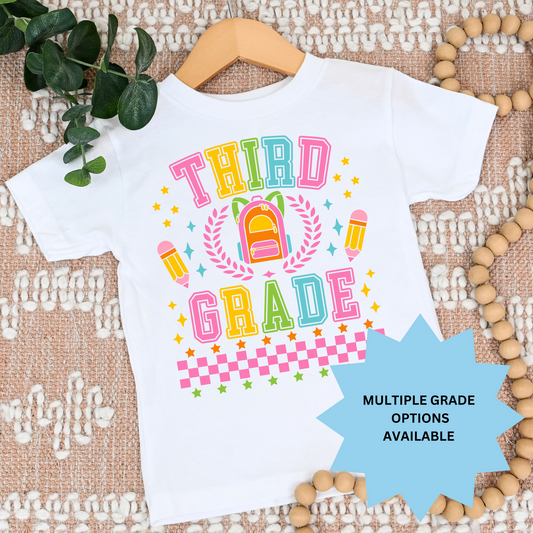 Preppy Multi Color Grade (MULTI GRADE OPTIONS) Checkered Back To School Full Color DTF Transfers