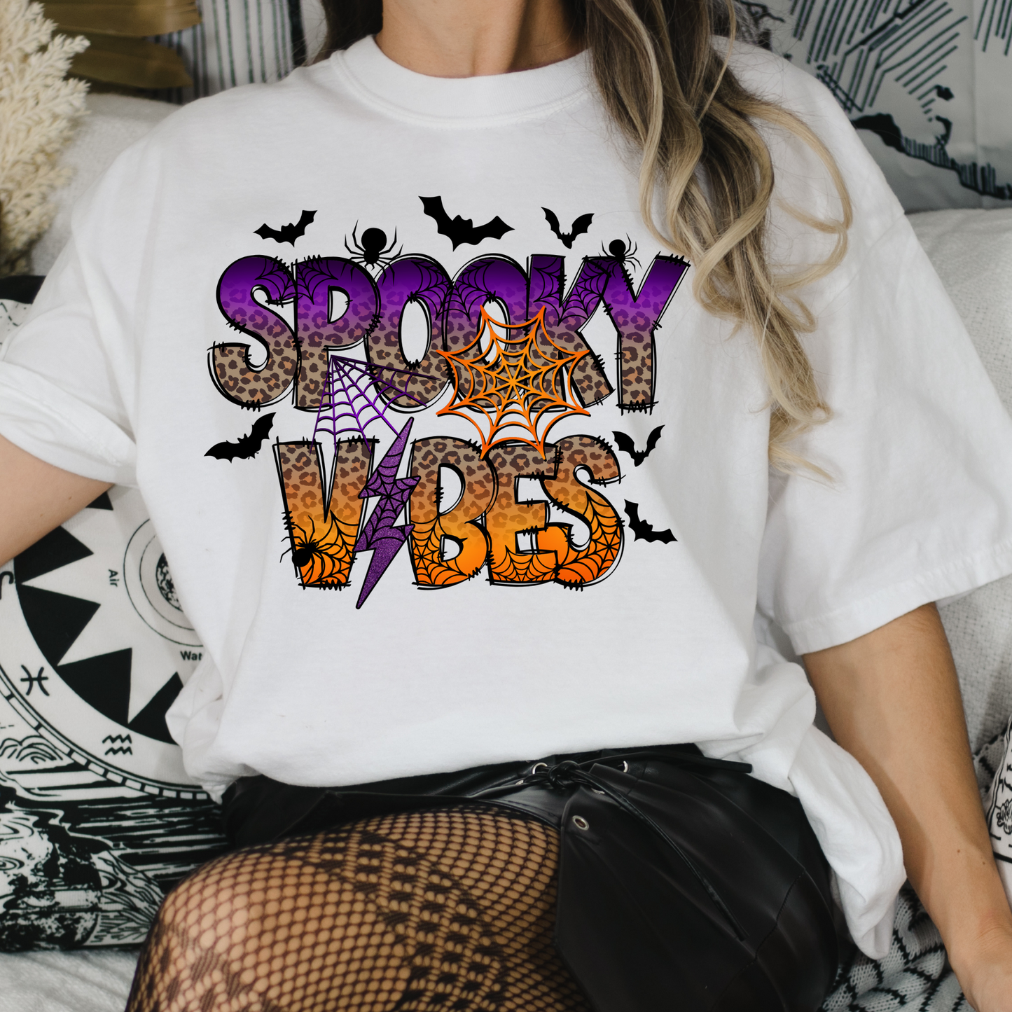 Spooky Vibes (Purple/Orange w/Leopard) Full Color DTF Transfer