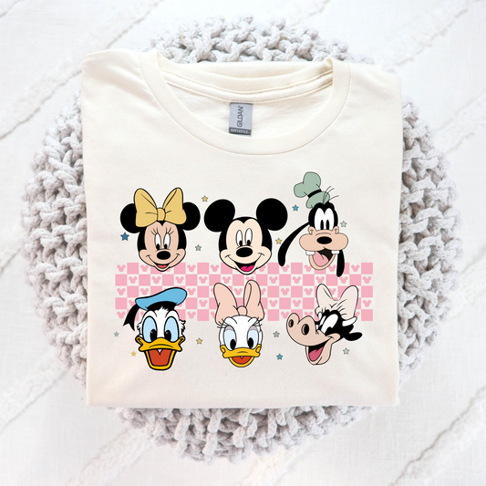 Mickey and Friends (Pink Checkered) Full Color DTF Transfer