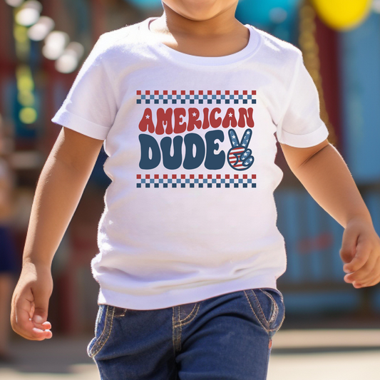 American Dude (Checkered Border) Full Color DTF Transfer