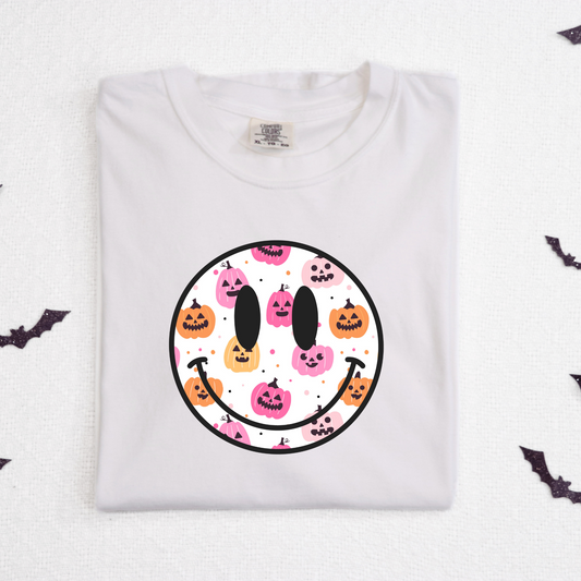 Colorful Pumpkin Filled Smiley Face Full Color DTF Transfer