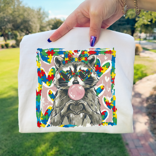 Bubble Gum Raccoon (Austim) Full Color DTF Transfer