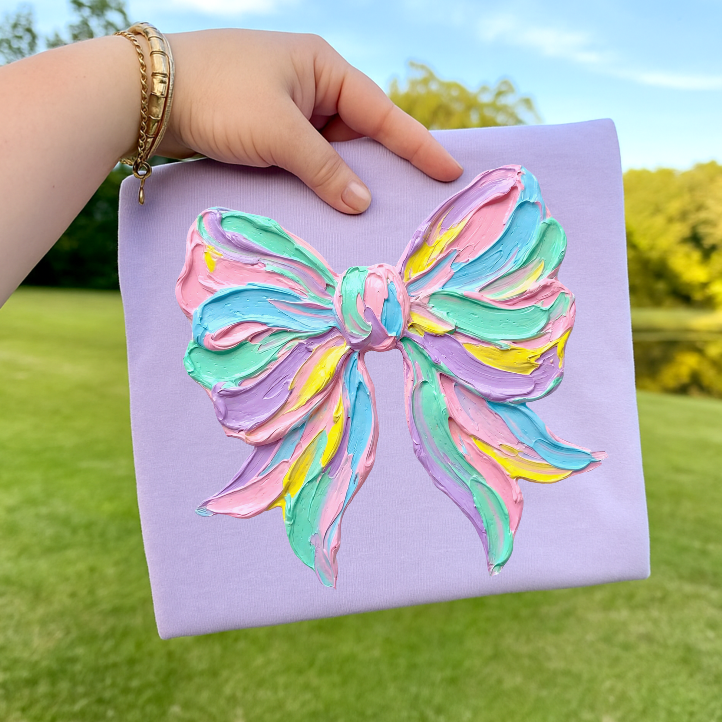 Pastel Paint Texture Bow Full Color DTF Transfer