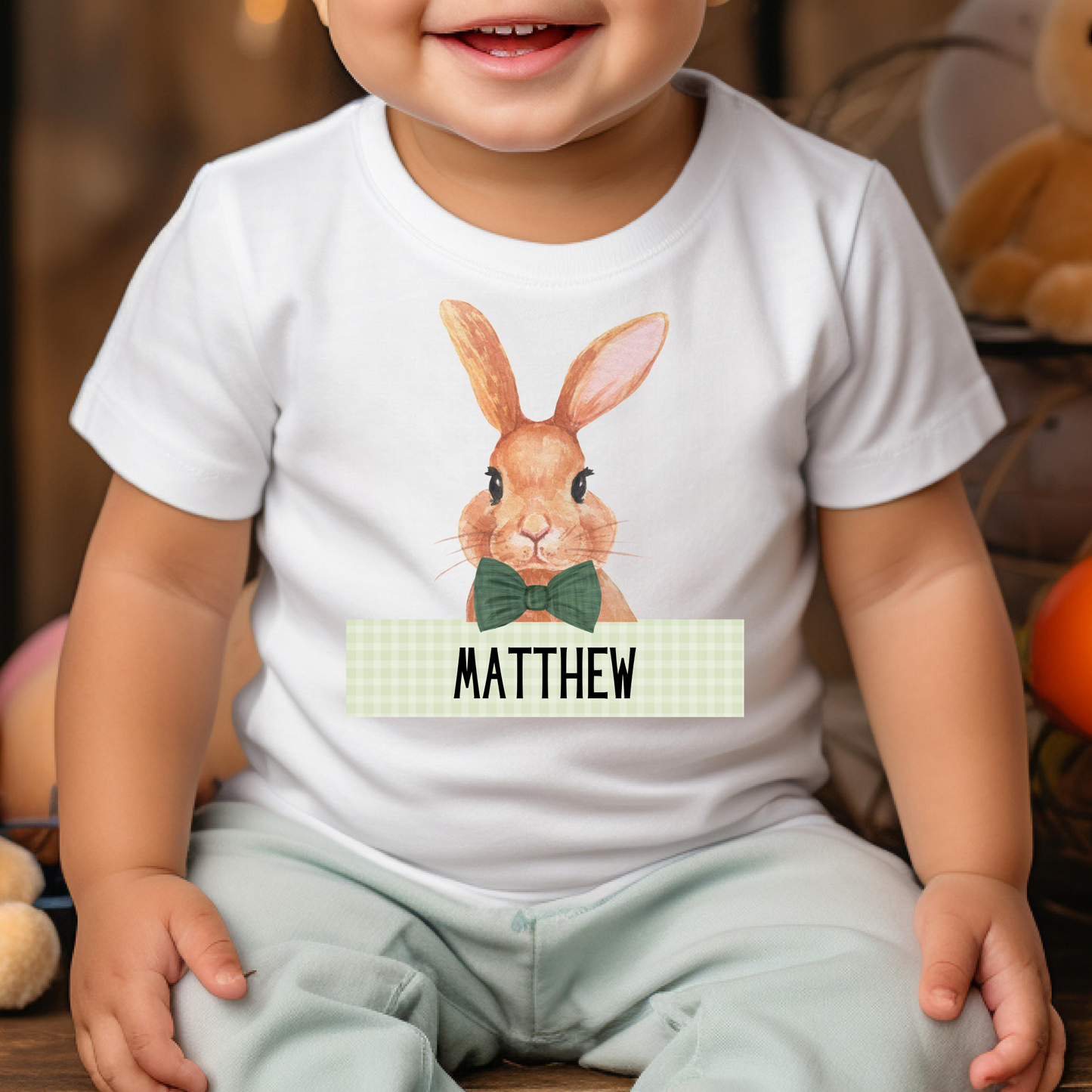 Personalized Bunny (Boy & Girl Option) Full Color DTF Transfer