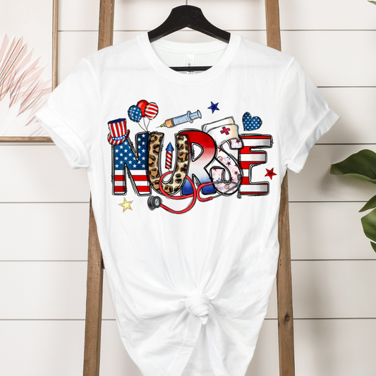 Nurse American Theme Full Color DTF Transfer