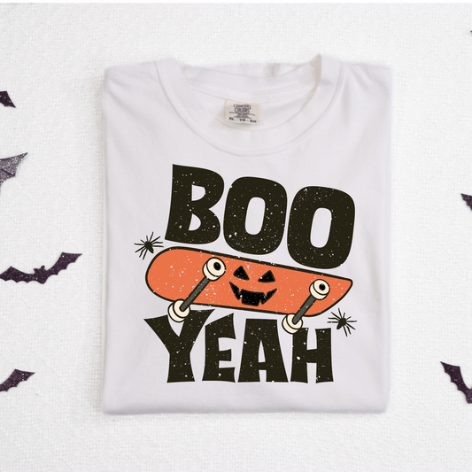 Boo Yeah Pumpkin Skateboard Full Color DTF Transfer