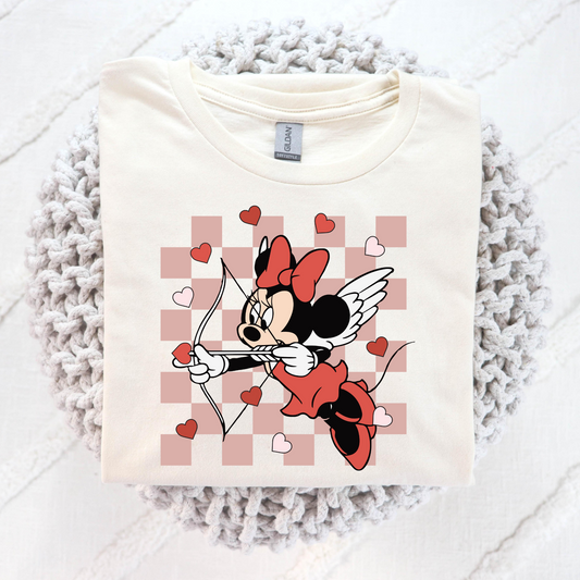 Minnie Cupid (Checkered Background) Full Color DTF Transfer