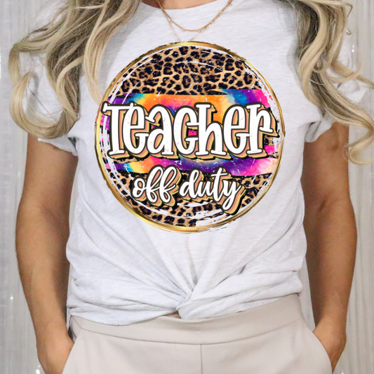 Teacher Off Duty (Leopard Circle) Full Color DTF Transfer