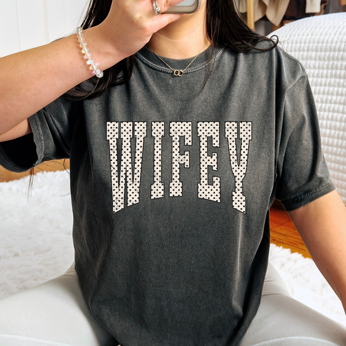 Polka Dot Wifey (Varsity) Full Color DTF Transfer