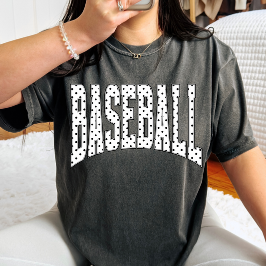 Polka Dot Baseball Full Color DTF Transfer