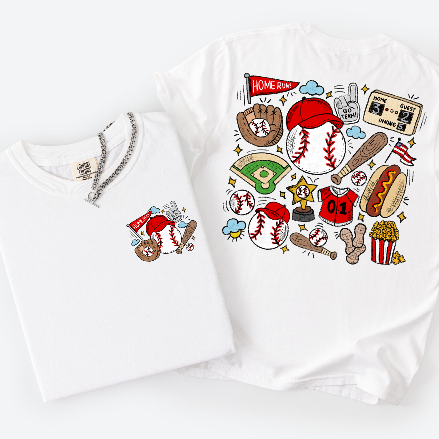 Baseball Doodle Collage Full Color DTF Transfer