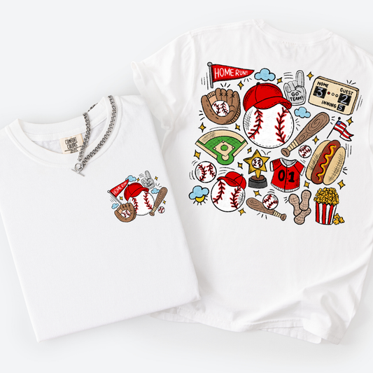 Baseball Doodle Collage Full Color DTF Transfer