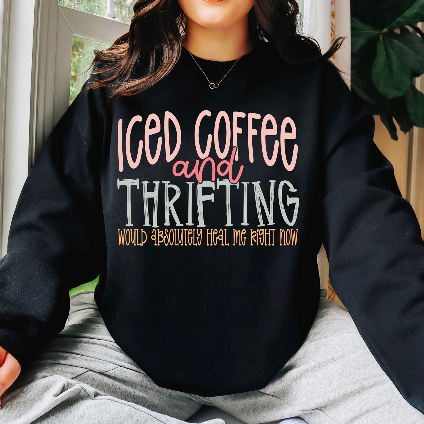 Iced Coffee and Thrifting Would Absolutely Heal Me Right Now Full Color DTF Transfer