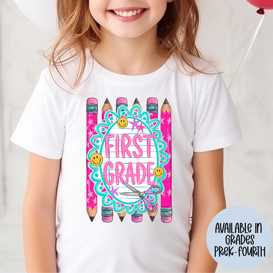 Framed Pink Pencils (MULTI GRADE OPTIONS) Full Color DTF Transfer