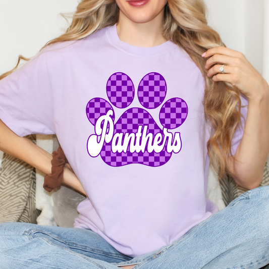Panthers (Checkered Paw Print) Full Color DTF Transfer
