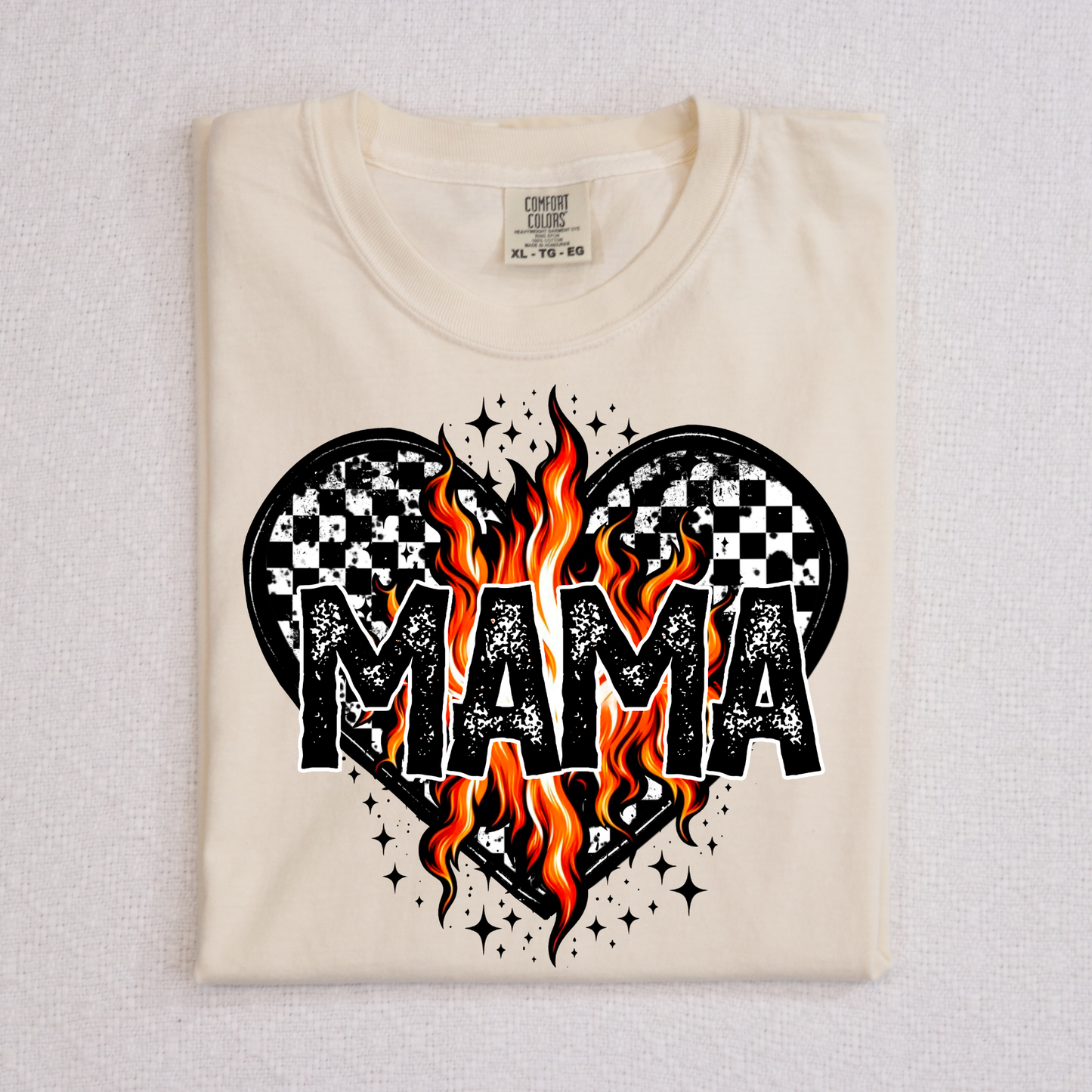 Mama - Flame Heart Full Color DTF Transfer