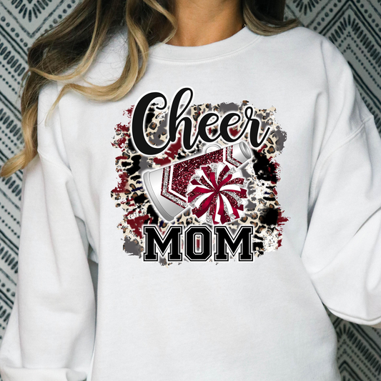 Cheer Mom (Leopard Splatter Background) Full Color DTF Transfer