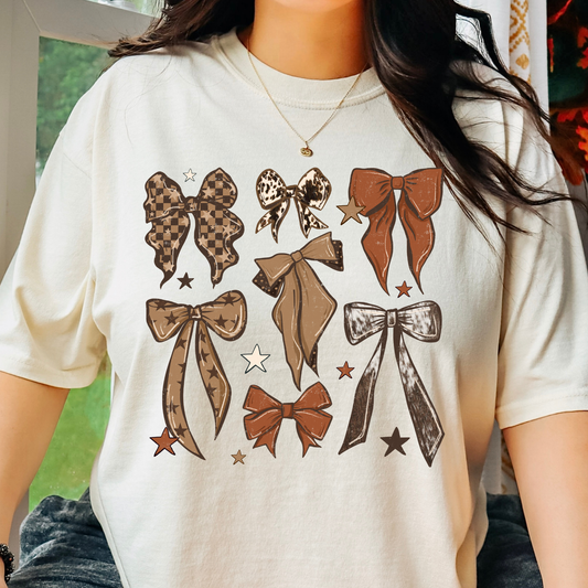 Brown Tone Bow Collage Full Color DTF Transfer