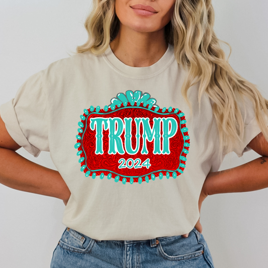 Trump 2024 (Sign w/ Turquoise)  Full Color DTF Transfer