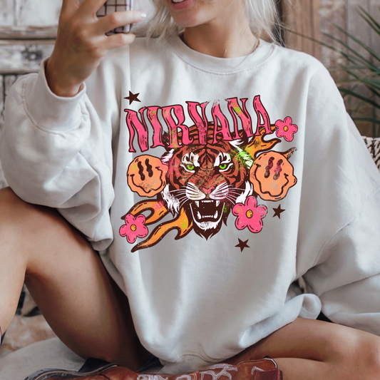 Groovy Nirvana Tiger Full Color DTF Transfer