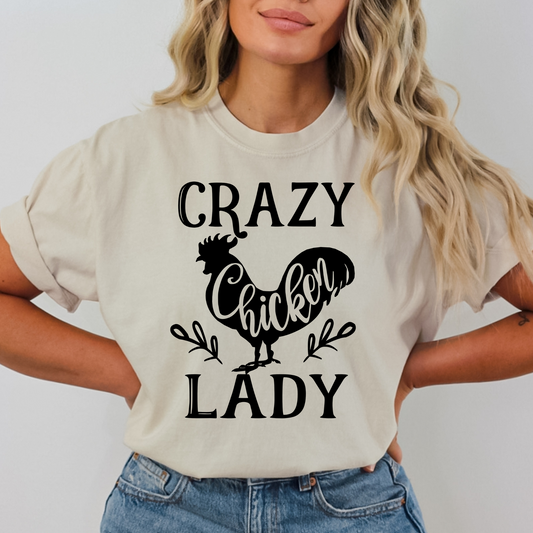 Crazy Chicken Lady Full Color DTF Transfer