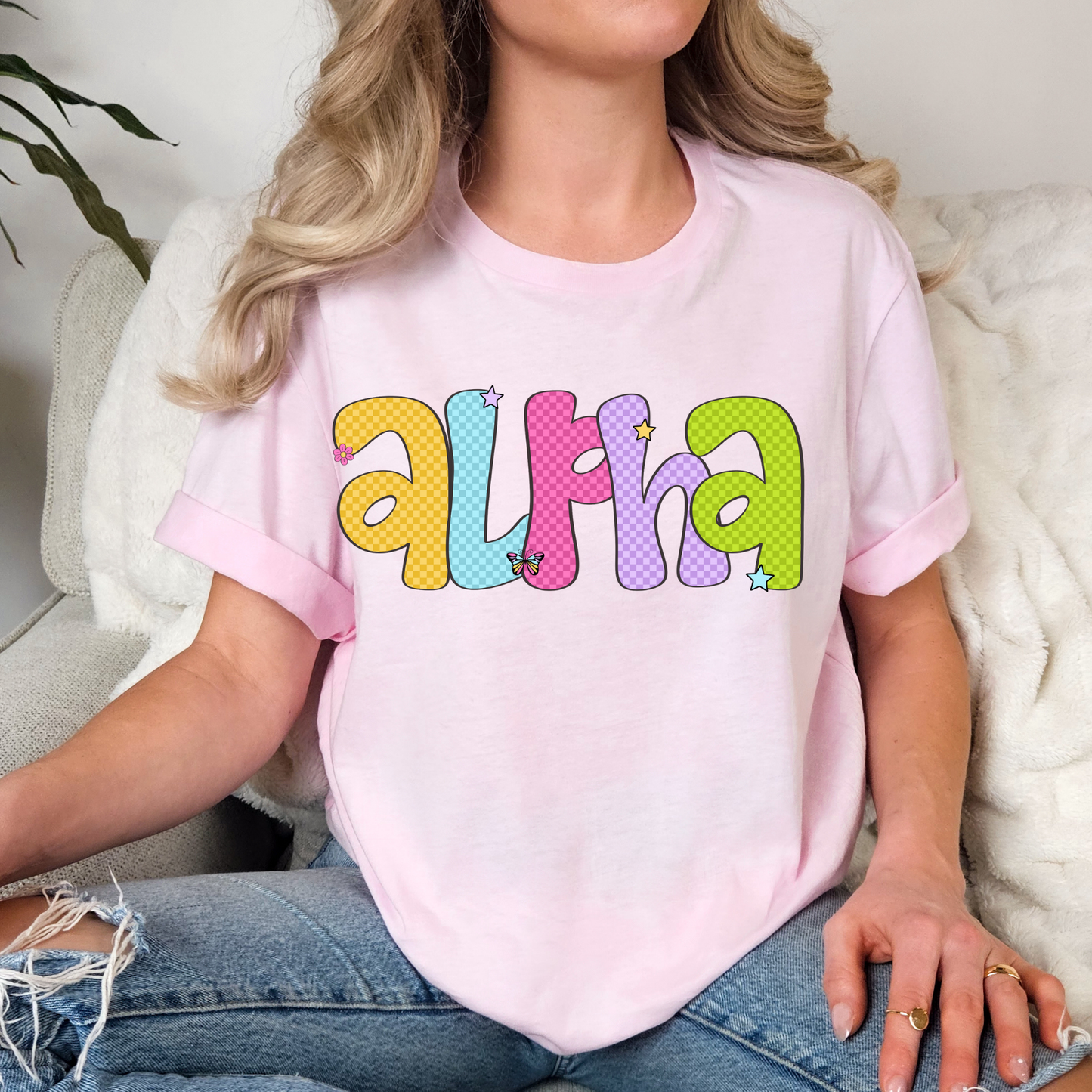 Checkered Girl Alpha Full Color DTF Transfer