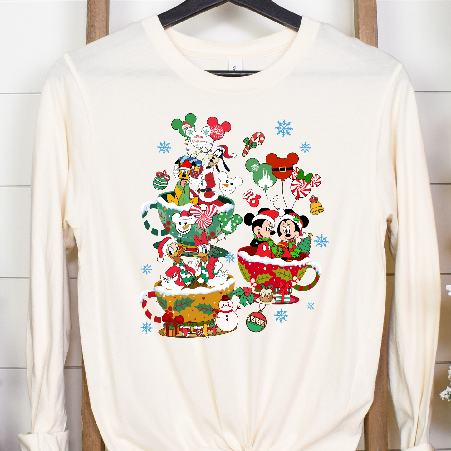 Mouse and Friends Christmas Tea Cups Full Color DTF Transfer