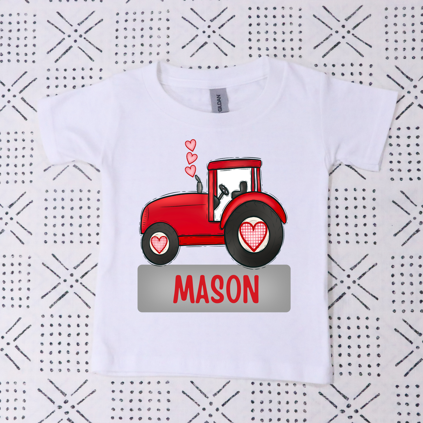 Personalized Valentine's (Boy/Girl Options)Tractor Full Color DTF Transfer