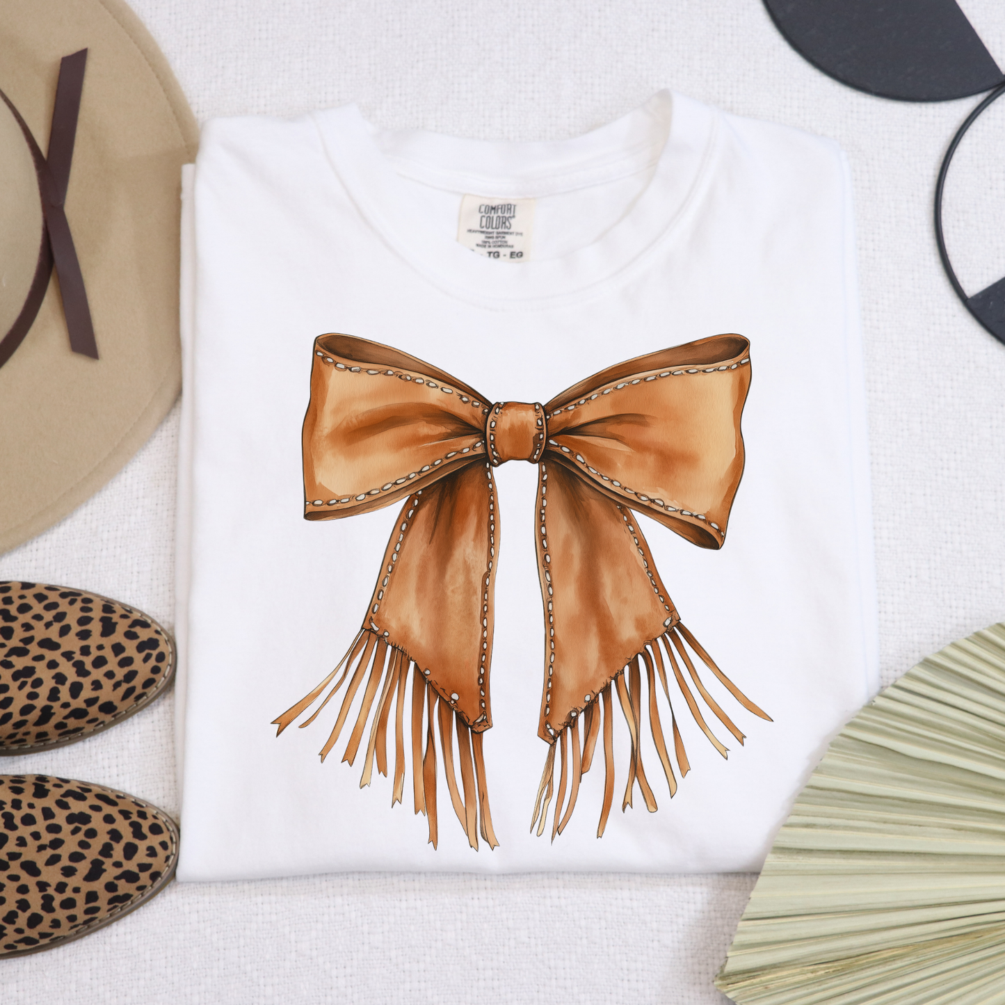 Fringe Leather Bow Full Color DTF Transfer