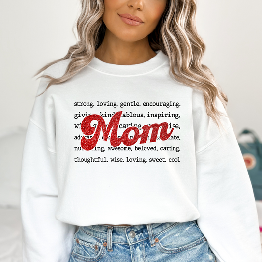 Mom - Faux Glitter (Text Background) Full Color DTF Transfer