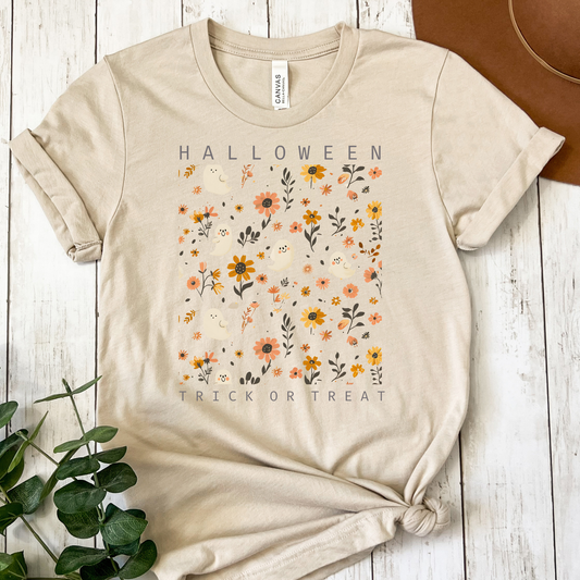 Boho Floral Halloween Trick or Treat Full Color DTF Transfer