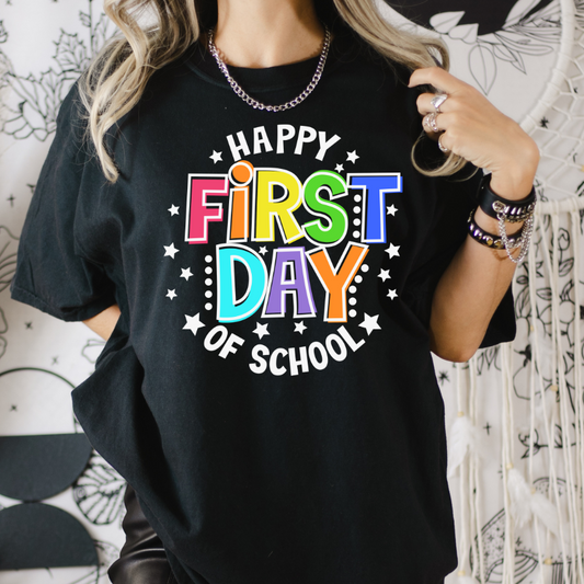 Happy First Day of School (Circle Multi Color Design) Full Color DTF Transfers