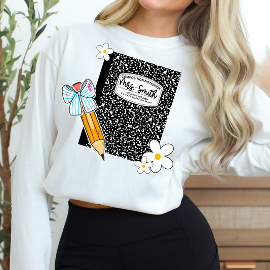 Personalized Composition Notebook Full Color DTF Transfer