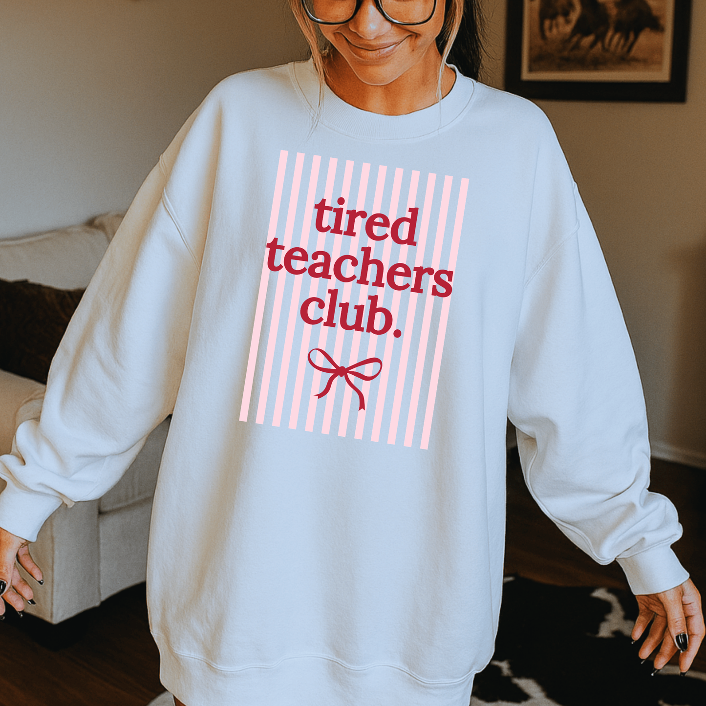 Tired Teacher Club (Striped) Full Color DTF Transfer