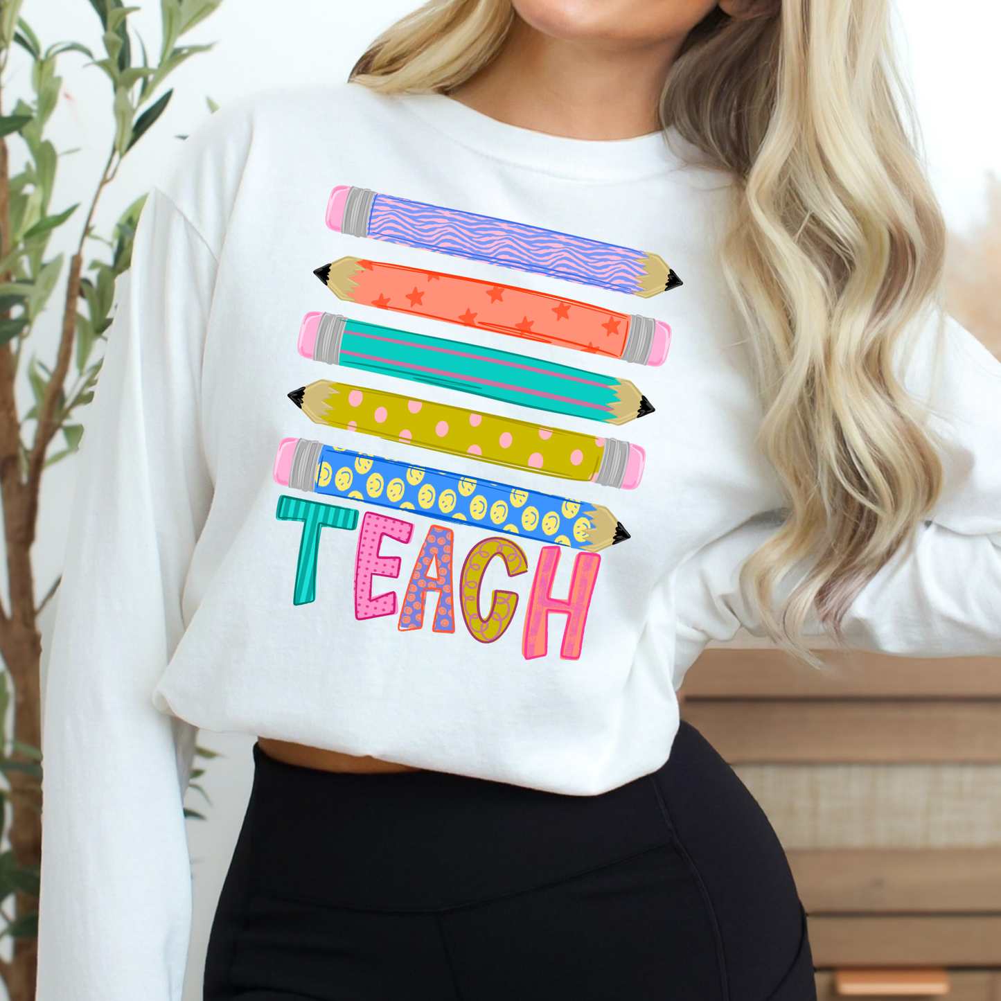 Teach (Stacked Pencils) Full Color DTF Transfer