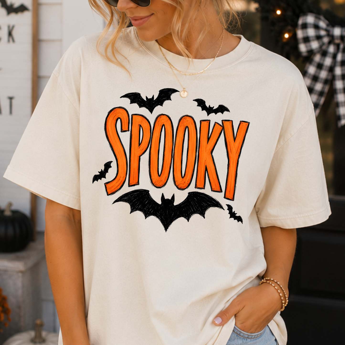 Spooky w/Bats Full Color DTF Transfer