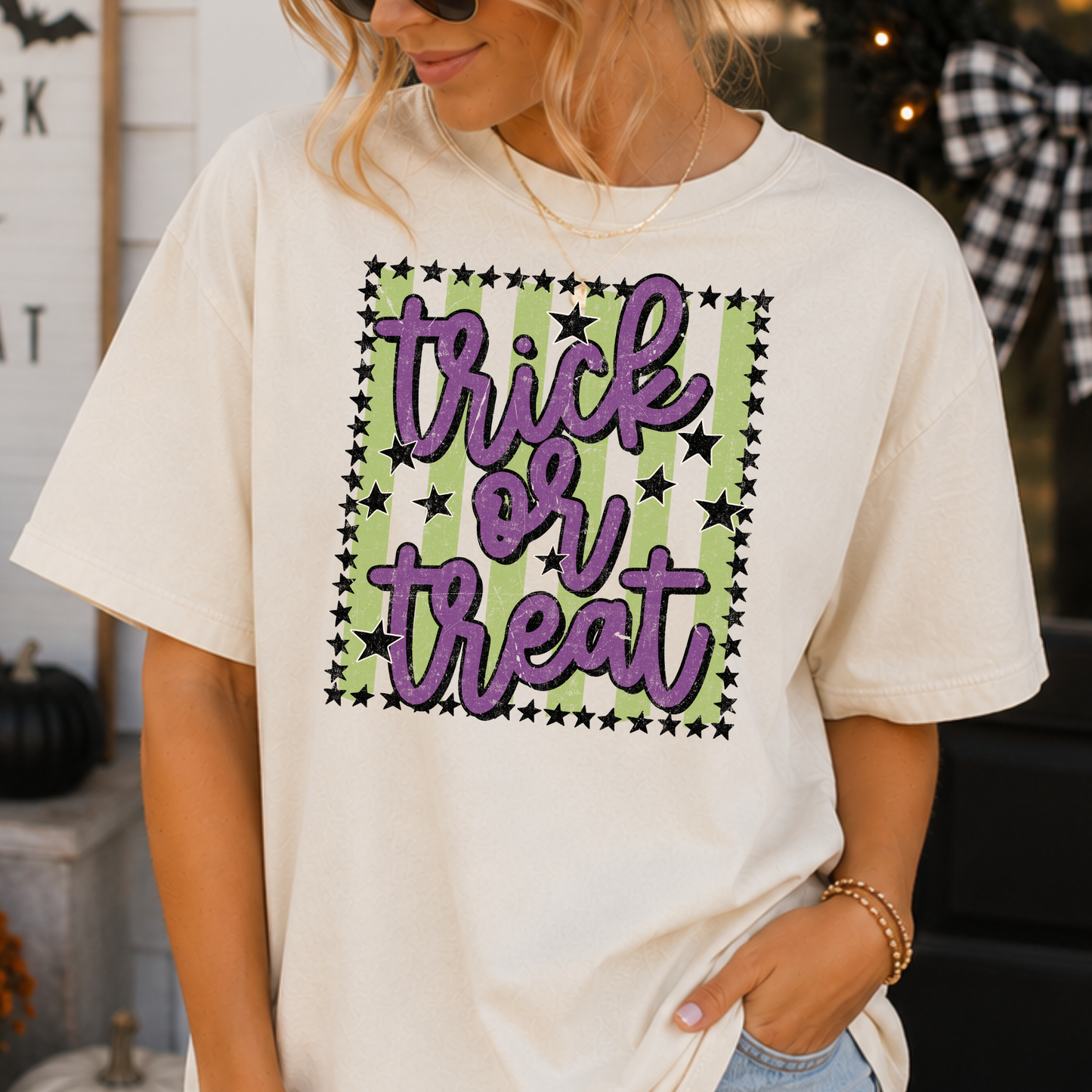 Trick or Treat (Frame/Striped) Full Color DTF Transfer
