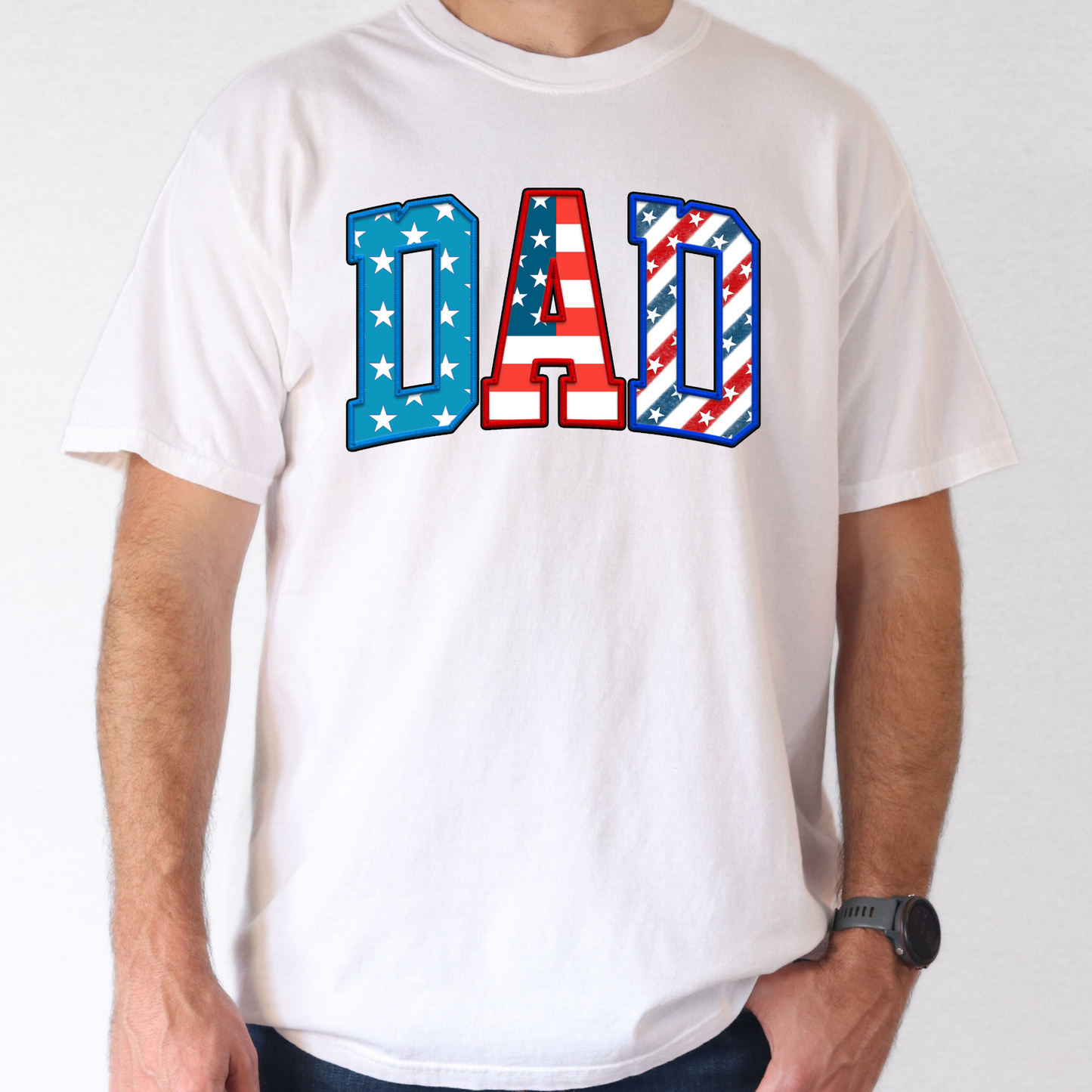 4th of July Theme Dad Full Color DTF Transfer