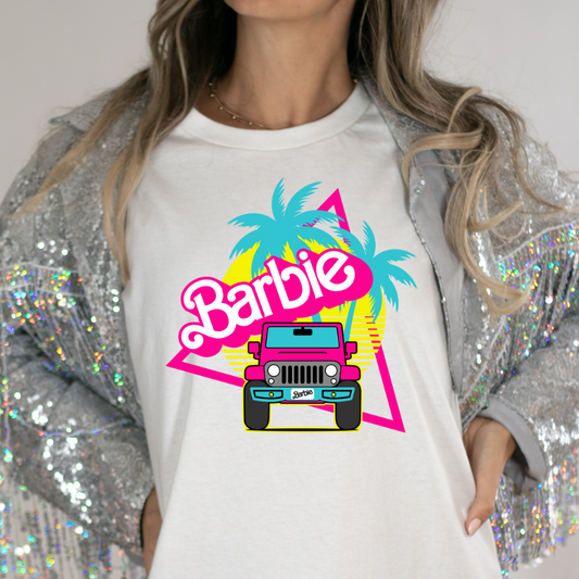 Barbie w/Jeep Full Color DTF Transfer